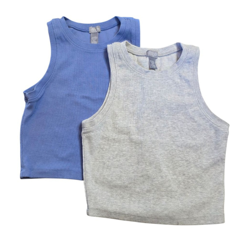 Set of 2 Tillys Tank Tops, Blue & Gray size Small